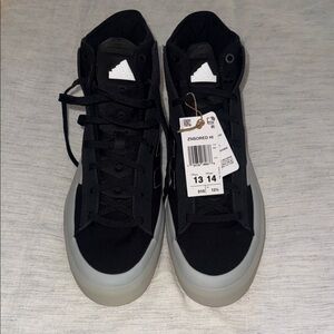 Adidas Men's Black and White High-Top Sneakers